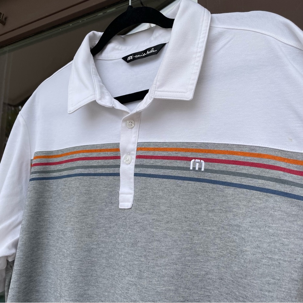 Travis Mathew Polo with White Collar and Gray Body